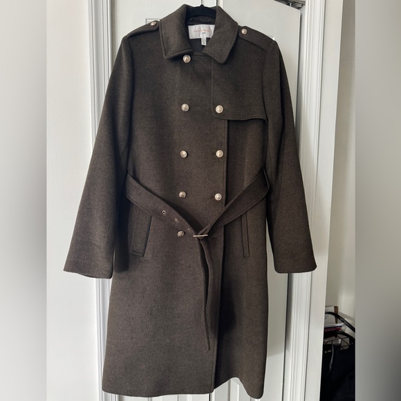 Gianni Feraud Jackets & Blazers - Gianni Feraud Green boxy fit military overcoat with black trims